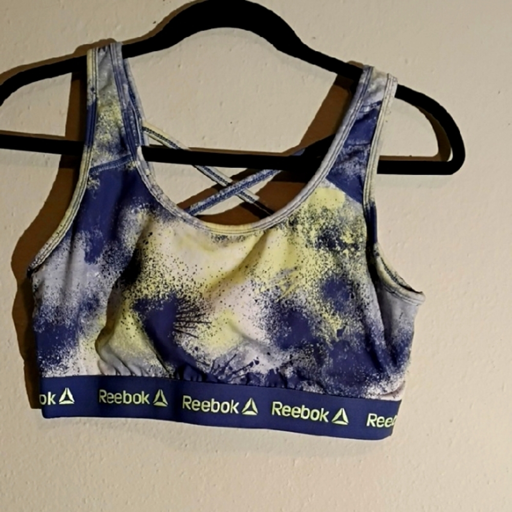 Reebok Women's Blue and Yellow Sports Bra